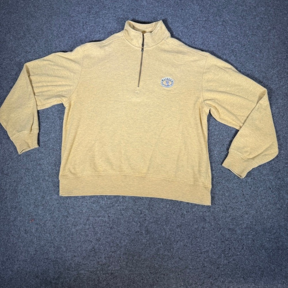 Page & Tuttle Mens Maverick Golf Club Quarter Zip‎ Pullover Yellow Gold Medium